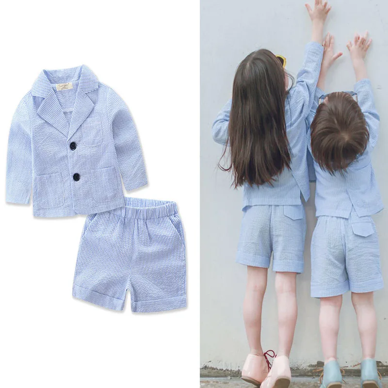 2018 hot boys summer clothes sets children blue stripe cotton long sleeve lapel shirt+shorts kids boys girls suits
2018 hot boys summer clothes sets children blue stripe cotton long sleeve lapel shirt+shorts kids boys girls suits