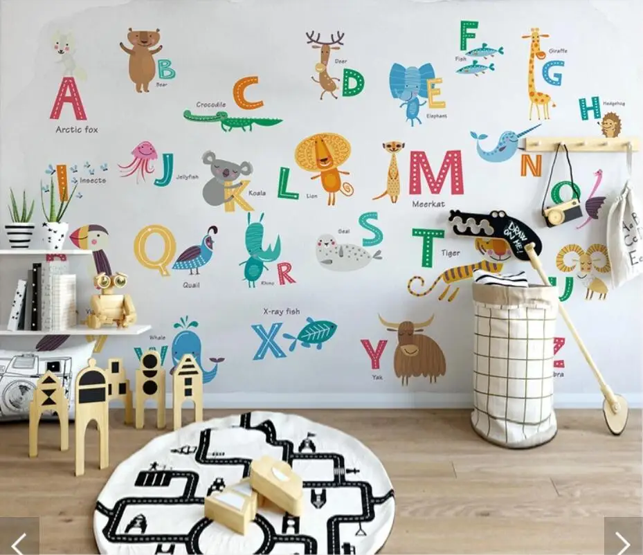 Фото Скандинавская картонная коробка с 26 буквами для детской комнаты настенная