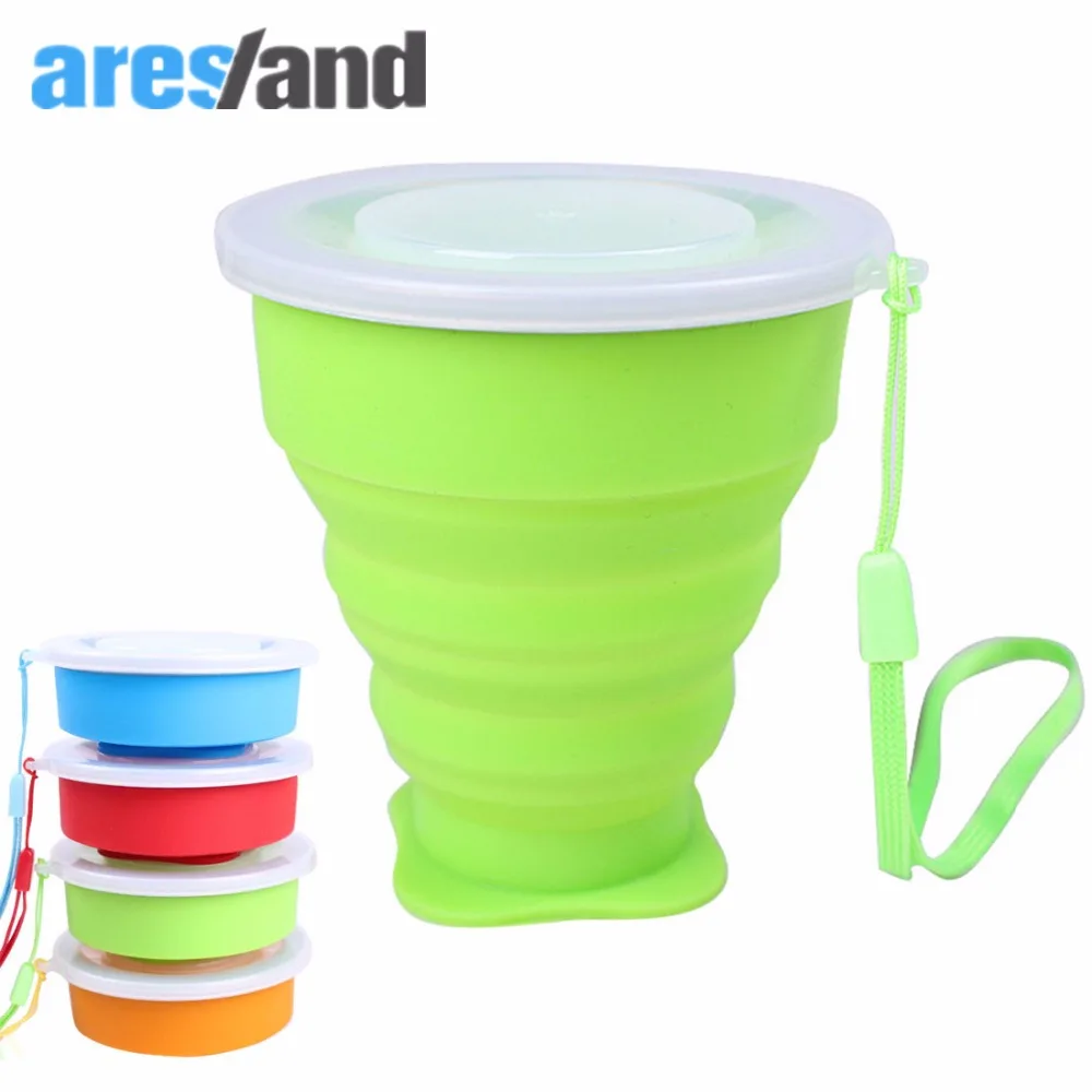 Фото ARESLAND Portable Folding Collapsible Silicone Cup Pop Up Travel Accessories for Man Women Childreen Home Mug with Strap |