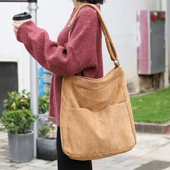 Fashion Corduroy Handbags Women Canvas Shoulder Bags Cross Body Large Book Bag Handbag Ladies Casual Shopping Bag bolsa feminina
Fashion Corduroy Handbags Women Canvas Shoulder Bags Cross Body Large Book Bag Handbag Ladies Casual Shopping Bag bolsa feminina