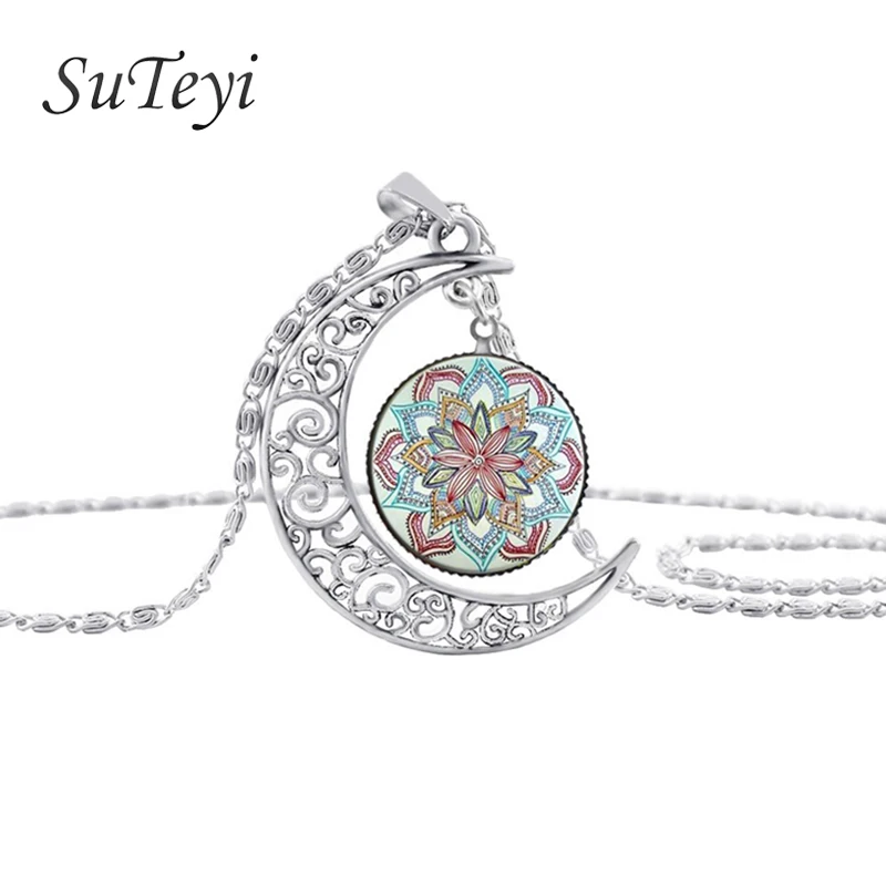 SUTEYI Women Crysatal Necklace Silver Tone Flower of Life Necklaces & Pendants Mandala Sacred Geometry Religious belief Jewelry
SUTEYI Women Crysatal Necklace Silver Tone Flower of Life Necklaces & Pendants Mandala Sacred Geometry Religious belief Jewelry