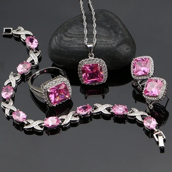 Cute Princess Pink Zircon Beads 925 Sterling Silver Jewelry Sets For Women India Earrings/Rings/Bracelet/Pendant/Necklace Set
Cute Princess Pink Zircon Beads 925 Sterling Silver Jewelry Sets For Women India Earrings/Rings/Bracelet/Pendant/Necklace Set