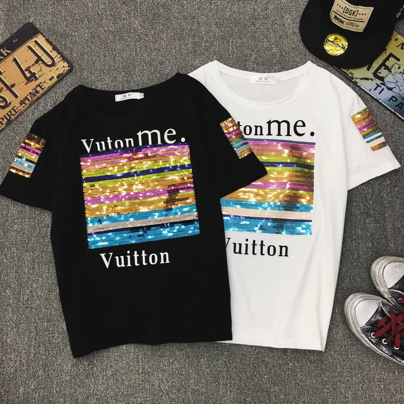 Luxury colorful sequin Slim tshirt women tops for 2019 Summer cotton t shirt women tee shirt femme streetwear t-shirt
Luxury colorful sequin Slim tshirt women tops for 2019 Summer cotton t shirt women tee shirt femme streetwear t-shirt