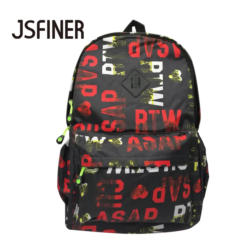 

JSFINER Men's Nylon Backpack Men Colour Nylon Backpack Rucksack School Bags Lining polyester Satchel Men's Travel Bags