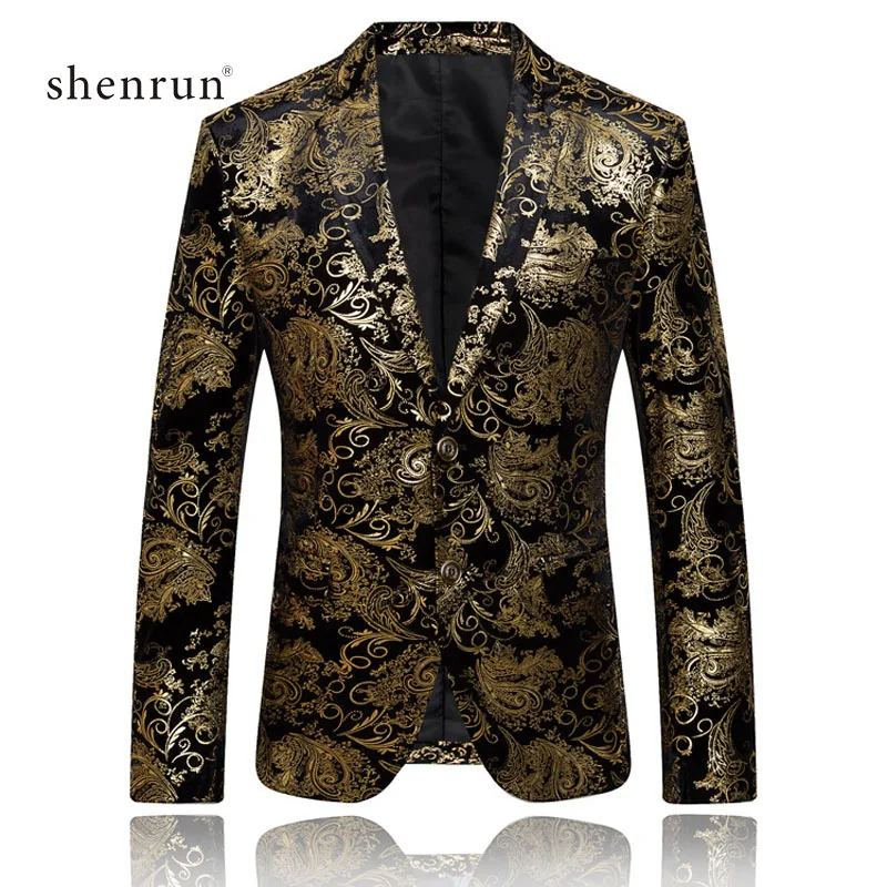 Shenrun Men Blazers Gold Silver Floral Pattern Velvet Jackets Slim Fit Male Suit Jacket Wedding Banquet Party Prom Stage Costume
Shenrun Men Blazers Gold Silver Floral Pattern Velvet Jackets Slim Fit Male Suit Jacket Wedding Banquet Party Prom Stage Costume