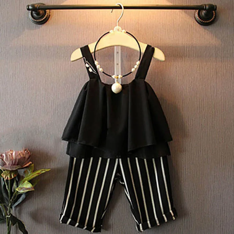 2019 Kids Clothes Fashion Summer Girls Clothing Sets Fashion Chiffon Sling lothes+Striped Pants Girls Children Clothes
2019 Kids Clothes Fashion Summer Girls Clothing Sets Fashion Chiffon Sling lothes+Striped Pants Girls Children Clothes