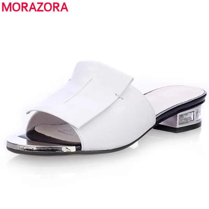 MORAZORA Hot sale genuine leather shoes women slippers square low heel summer solid color sandals for women
MORAZORA Hot sale genuine leather shoes women slippers square low heel summer solid color sandals for women