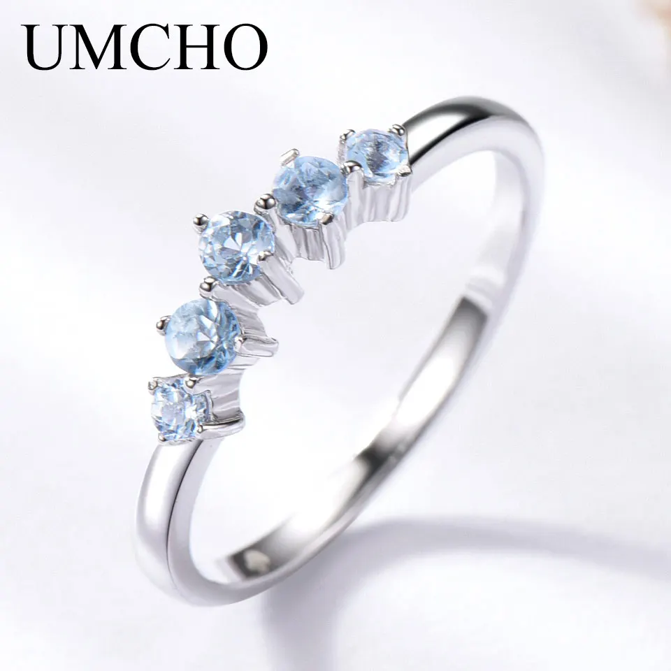 UMCHO Genuine Natural Sky Blue Topaz Ring For Women 925 Sterling Silver Engagement Wedding Stacking Ring Fine Jewelry New Gift
UMCHO Genuine Natural Sky Blue Topaz Ring For Women 925 Sterling Silver Engagement Wedding Stacking Ring Fine Jewelry New Gift