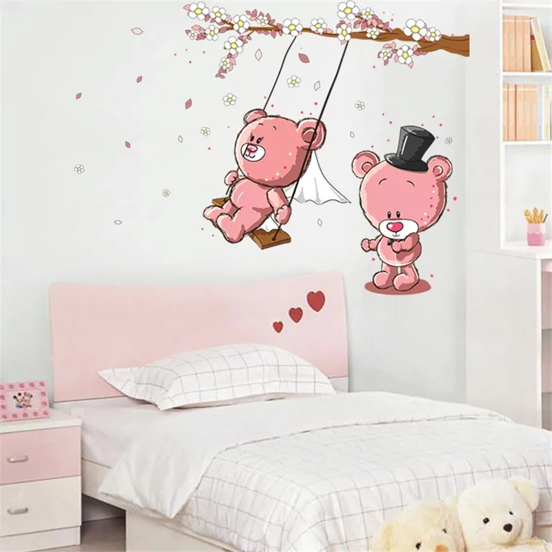 Couple Pink Bear Swing Tree Wall Stickers For Kids Rooms Kindergarten Nursery Baby Children Room Home Decor Art Mural DIY Decal 
Couple Pink Bear Swing Tree Wall Stickers For Kids Rooms Kindergarten Nursery Baby Children Room Home Decor Art Mural DIY Decal