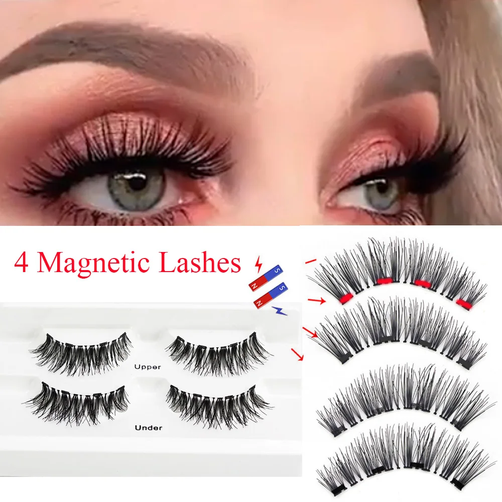 4 Pcs Handmade Full Coverage Four Magnetic False Eyelashes Glue-free Wispy Cross Long Fake Lashes Eye Extension Makeup Tools
4 Pcs Handmade Full Coverage Four Magnetic False Eyelashes Glue-free Wispy Cross Long Fake Lashes Eye Extension Makeup Tools