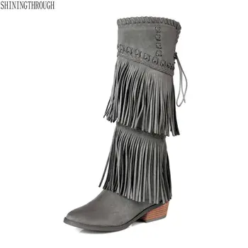 Fashion Women Knee High Boots Cow Suede Autumn Winter Warm Shoes Woman fringe Party Prom Dancing High Motorcycle Boots
Fashion Women Knee High Boots Cow Suede Autumn Winter Warm Shoes Woman fringe Party Prom Dancing High Motorcycle Boots