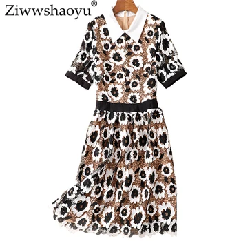 Ziwwshaoyu 3D Applique dresses Peter pan Collar Hollow Out temperament Slim dress Spring and summer new women's
Ziwwshaoyu 3D Applique dresses Peter pan Collar Hollow Out temperament Slim dress Spring and summer new women's
