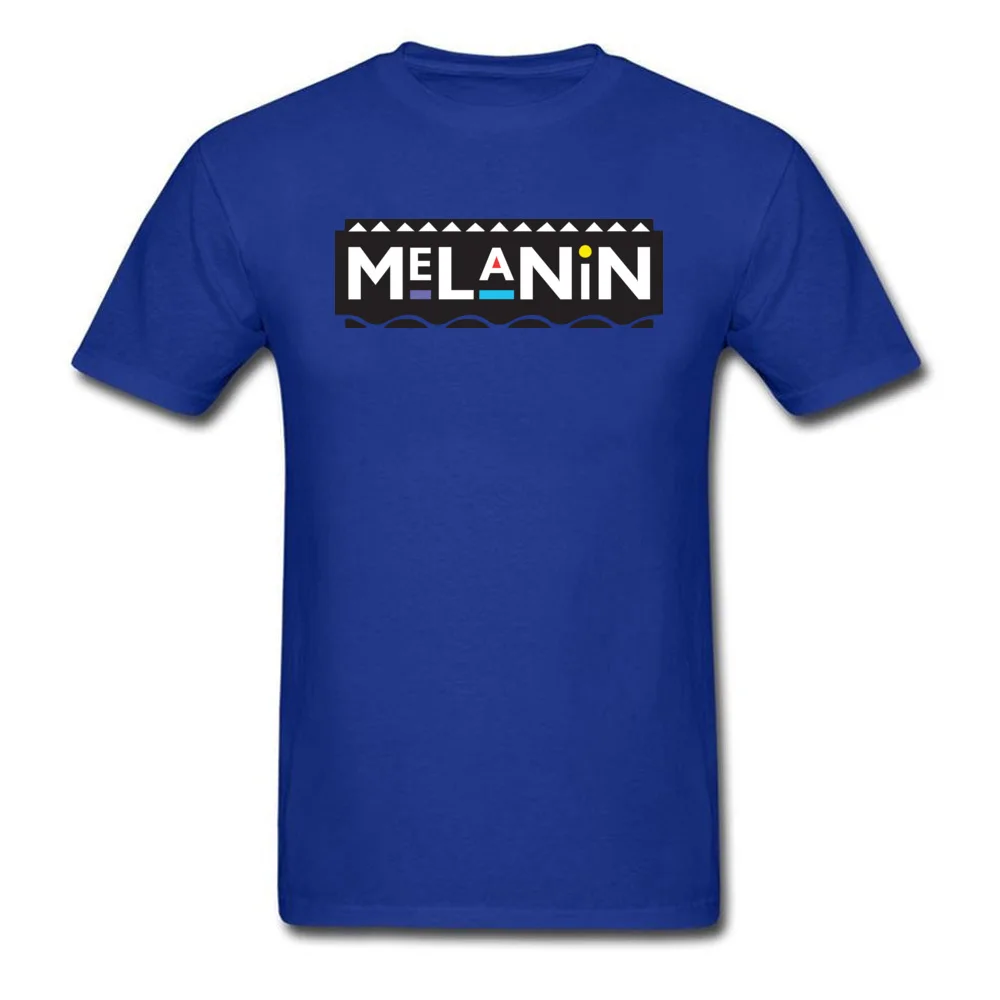 Melanin Comics T-shirts for Men 100% Cotton Summer Autumn Tops T Shirt Street Sweatshirts Short Sleeve Funny Crew Neck Melanin blue