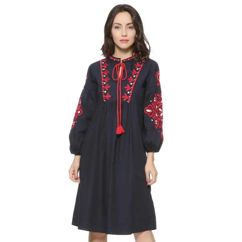 The New Women vintage floral embroidery dress drawstring tie tassels long sleeve faldas mujer casual loose retro dresses
The New Women vintage floral embroidery dress drawstring tie tassels long sleeve faldas mujer casual loose retro dresses