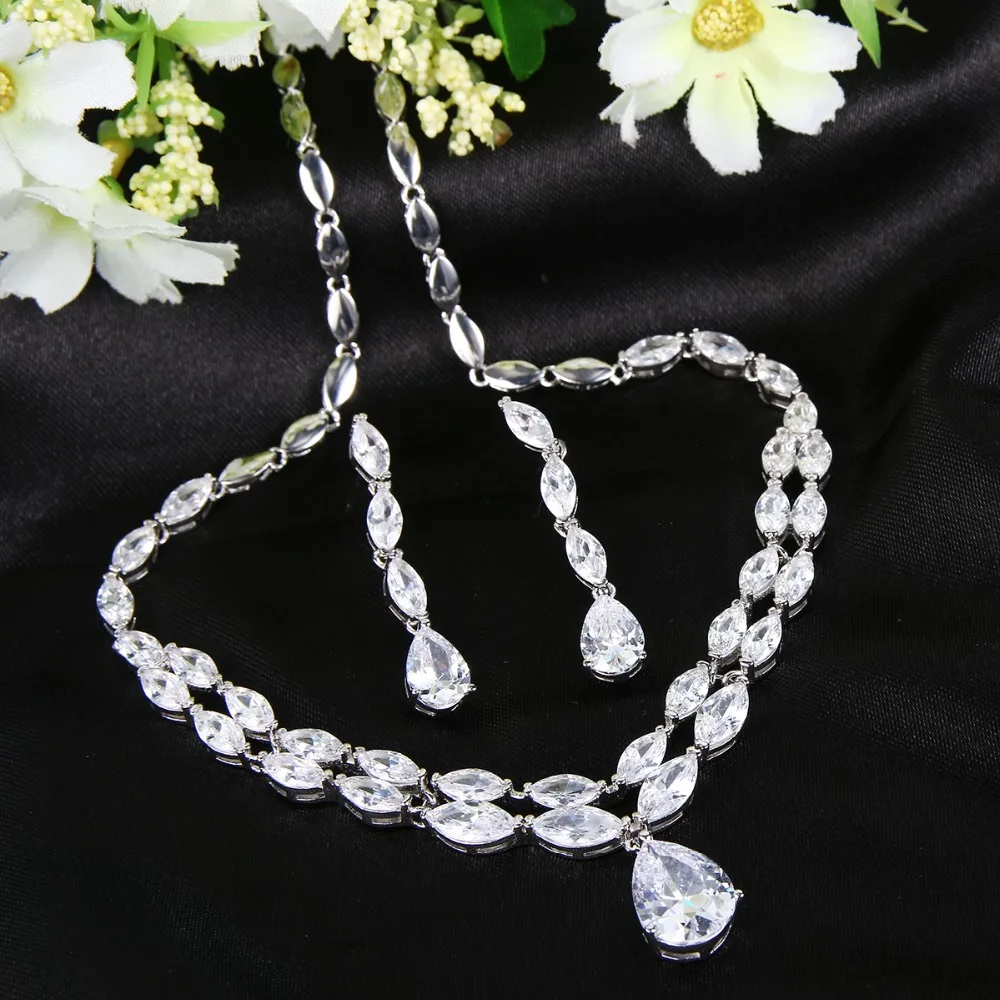 Tuliper Teardrop Bridal Necklace Earrings Set Cubic Zircon Wedding Jewelry Sets For Bride & Bridesmaid Party Jewelry Gift
Tuliper Teardrop Bridal Necklace Earrings Set Cubic Zircon Wedding Jewelry Sets For Bride & Bridesmaid Party Jewelry Gift