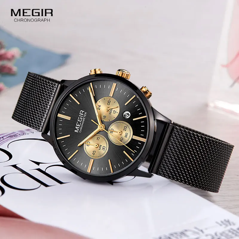 MEGIR Women's Chronograph Steel Quartz Watches Fashion Waterproof Luminous Analogue Wristwatch for Woman Lady 2113L-1N3
MEGIR Women's Chronograph Steel Quartz Watches Fashion Waterproof Luminous Analogue Wristwatch for Woman Lady 2113L-1N3