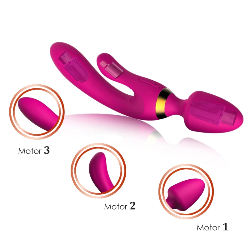 gelugee Vibrators Sex toy for Women Silicon Dildo Vibrator AV Magic Wand,3 Motors G spot Rabbit Vibrating Massage for Couples 3