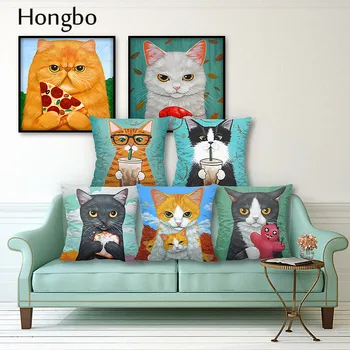 Hongbo Cartoon Cat Polyester Cushion Cover Animal Funny Pet Pillow Case Home Decorative Pillows Cover For Sofa Car Cojines
Hongbo Cartoon Cat Polyester Cushion Cover Animal Funny Pet Pillow Case Home Decorative Pillows Cover For Sofa Car Cojines