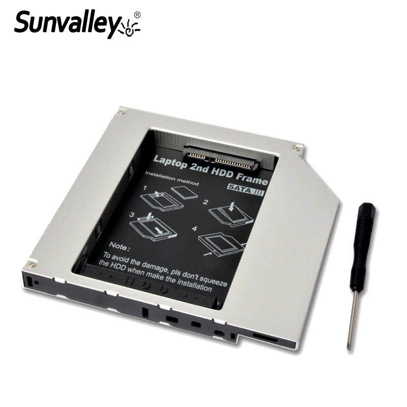 Sunдолина SATA для SATA3 12 7 мм Универсальный алюминиевый 2-й hdd caddy ноутбука серии