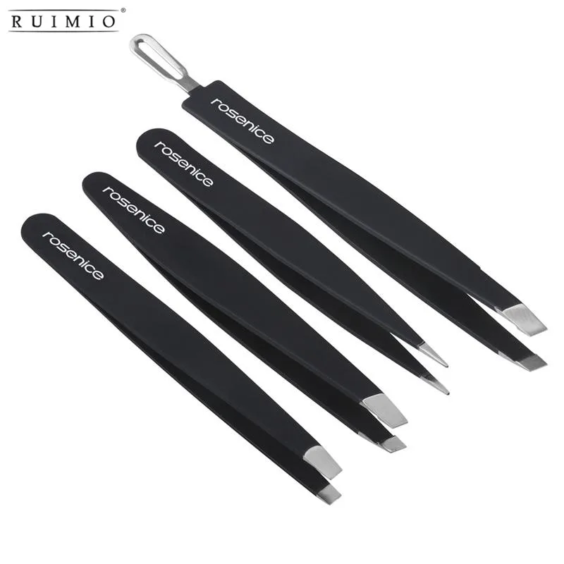 RUIMIO 4pcs Professional 401 Stainless Steel Slant Tip Tweezer Best Precision Eyebrow Tweezers Kit with Rubber Painted Black
RUIMIO 4pcs Professional 401 Stainless Steel Slant Tip Tweezer Best Precision Eyebrow Tweezers Kit with Rubber Painted Black