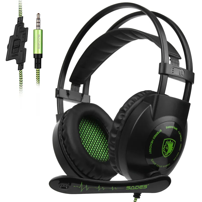 SADES SA801 Stereo Gaming Headset Game Headphone helmet 3.5mm Wired with Mic Volume Control for Xbox One PS4 Laptop PC Gamer
SADES SA801 Stereo Gaming Headset Game Headphone helmet 3.5mm Wired with Mic Volume Control for Xbox One PS4 Laptop PC Gamer