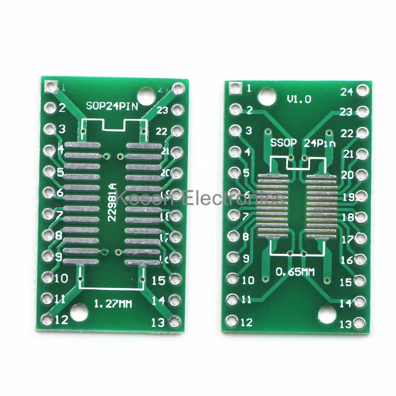 

10Pcs Pinboard SOP24 SSOP24 TSSOP24 to DIP24 PCB SMD DIP Adapter plate Pitch 0.65 1.27mm