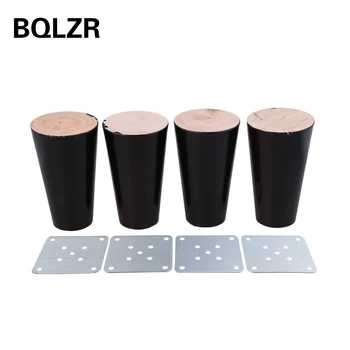 BQLZR 4 PCS 10cm High Cone Black Eucalyptu Hardwood Furniture Feet for Cupboad
