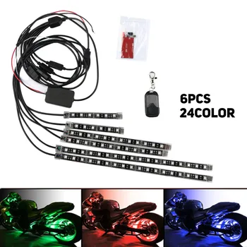 6Pcs 24Color Motorcycle LED Neon Strip Lamp Colorful Under Glow Light Flexible RGB LED Light with Wireless Remote Control Kit
6Pcs 24Color Motorcycle LED Neon Strip Lamp Colorful Under Glow Light Flexible RGB LED Light with Wireless Remote Control Kit