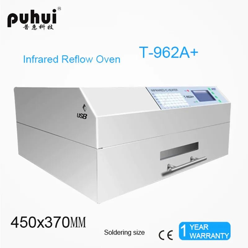 2300W PUHUI T-962A+ Reflow Wave Oven Infrared IC Heater T962A+ Reflow Oven LED BGA SMD SMT Rework Sation 450*370mm
2300W PUHUI T-962A+ Reflow Wave Oven Infrared IC Heater T962A+ Reflow Oven LED BGA SMD SMT Rework Sation 450*370mm