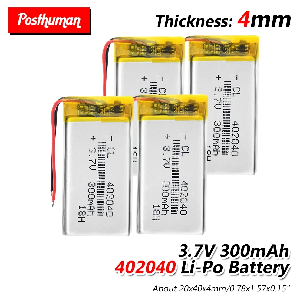 Rechargeable 300mAh Li-ion Battery 402040 For GPS MP3 MP4 Voice Recorder Lithium Polymer Li-Po li ion Battery Lipo cells
Rechargeable 300mAh Li-ion Battery 402040 For GPS MP3 MP4 Voice Recorder Lithium Polymer Li-Po li ion Battery Lipo cells