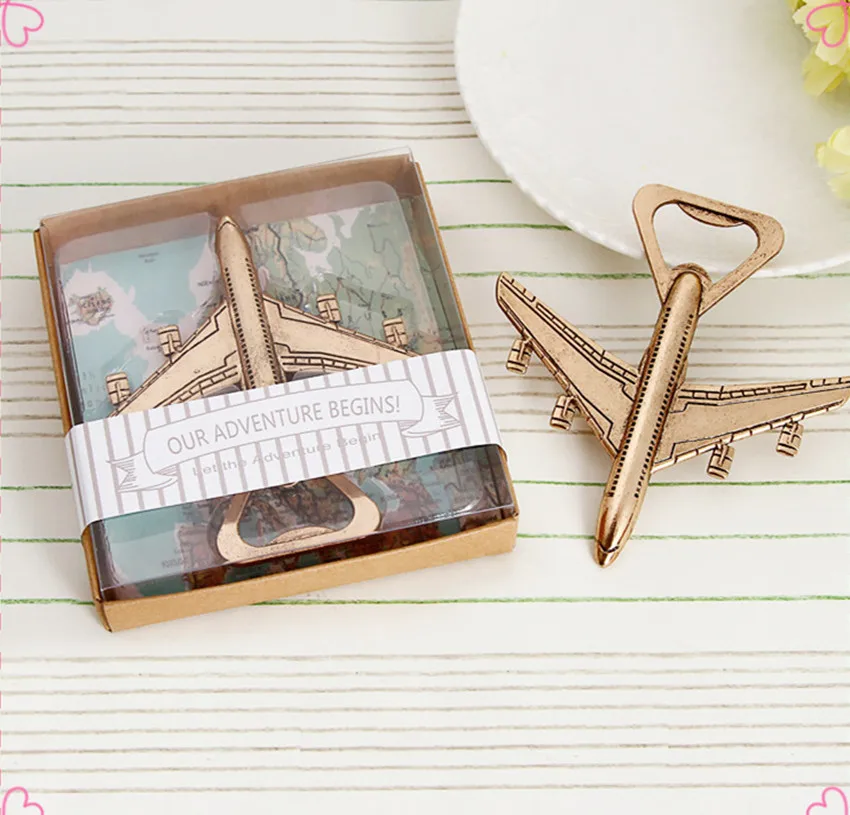 10pcs habby Chic Vintage Airplane Beer Bottle Opener Travel Wedding Favors Party Gifts Rustic Wedding Souvenirs for guests (3)
