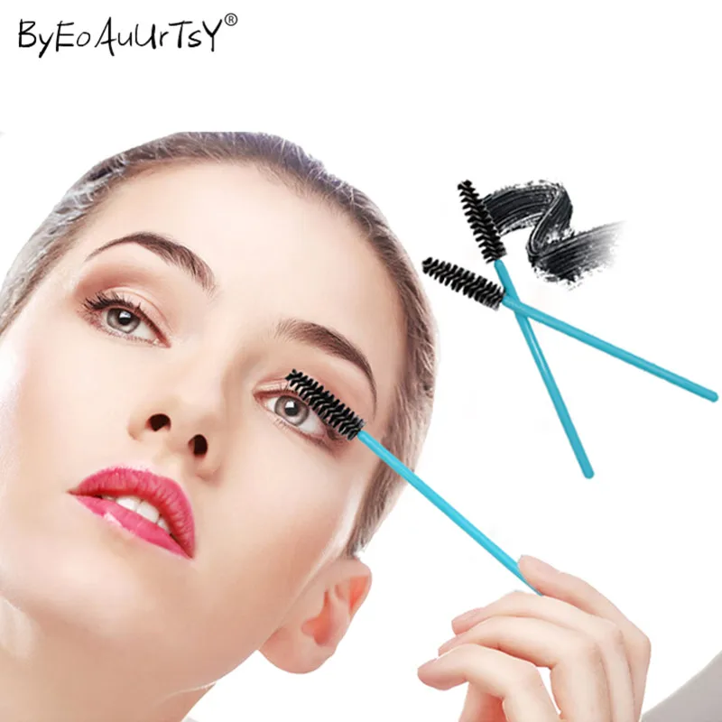 Makeup Brushes 50Pcslot Disposable Eyelash Brushes Lash Extension Mascara Applicator Wand Eyes Lip Cosmetics Brushes Blue (6)
