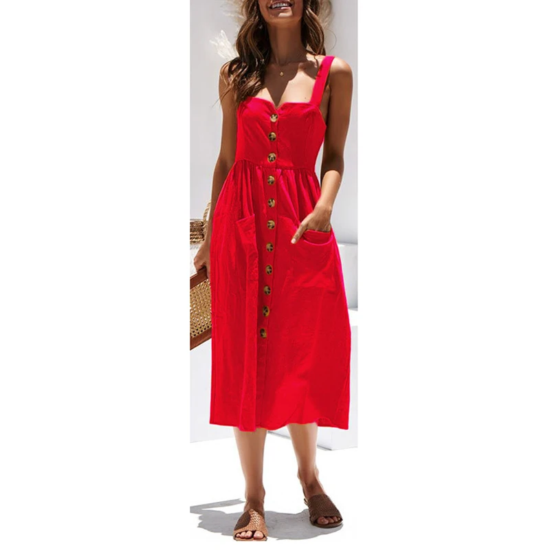 Women Stretch Insert Back Dress Button Sleeveless Pocket Summer Solid Color Strapless Midi Dress Casual Robe AM0332
Women Stretch Insert Back Dress Button Sleeveless Pocket Summer Solid Color Strapless Midi Dress Casual Robe AM0332