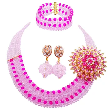 Ethnic Wedding Accessories Nigerian Wedding African Beads Pink Fuchsia Bridal Crystal Women Jewelry Set 5C-ST-25
Ethnic Wedding Accessories Nigerian Wedding African Beads Pink Fuchsia Bridal Crystal Women Jewelry Set 5C-ST-25