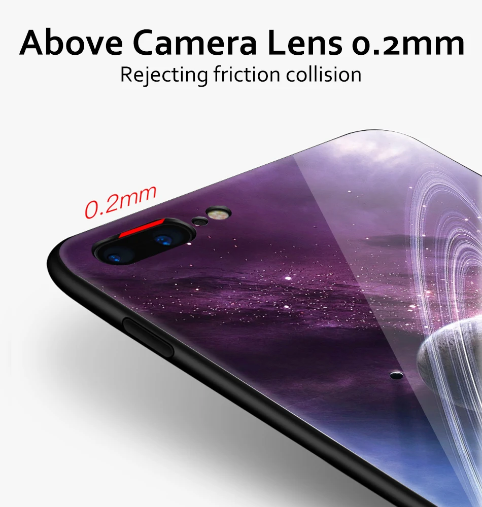 TOMKAS Star Sky Pattern Glass Case For iPhone X 7 8 6 6 s Cover Phone Cases For iPhone 7 8 6 6s Plus X Case Silione TPU PC Coque (9)