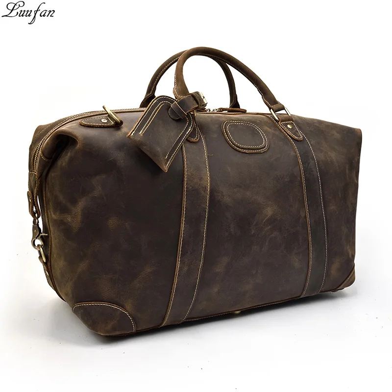 Men big travel bag durable Thick crazy horse genuine leather travel duffel Vintage retro weekend Luggage bag large shoulder bags
Men big travel bag durable Thick crazy horse genuine leather travel duffel Vintage retro weekend Luggage bag large shoulder bags