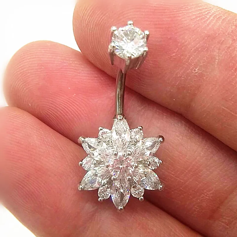 Sexy belly button rings CZ Austrian Crystal Flower style For Women belly piercing Fashion Body Jewelry
Sexy belly button rings CZ Austrian Crystal Flower style For Women belly piercing Fashion Body Jewelry