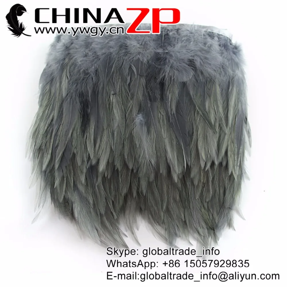 

Wholesale CHINAZP Factory 10yards/color/lot Unique Dyed Grey Chicken Rooster Saddle Feathers Trim