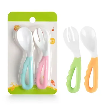 2 PCS/Set Spoon Fork Newborn Baby Eating Training Curved Handle Easy-To-Hold Cutlery Combination Set for Infant Feeding Food
2 PCS/Set Spoon Fork Newborn Baby Eating Training Curved Handle Easy-To-Hold Cutlery Combination Set for Infant Feeding Food