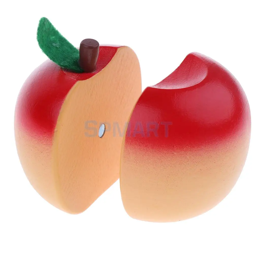 Wooden Magnet Connected Fruits Kitchen Food Bread Cutting Kids Children Toddlers Pretend Play Toy Gift Party Decoration