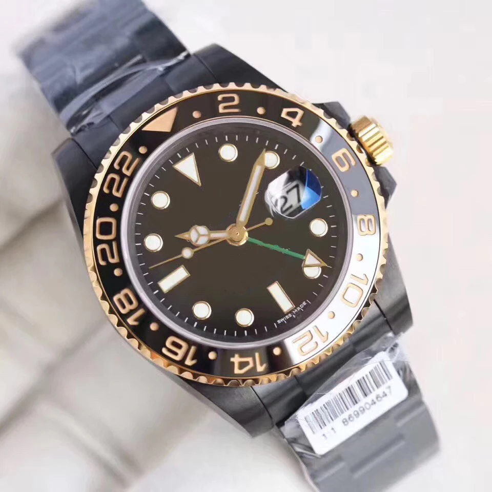 2019 Gmt Black Tungsten steel Gold Ceramic 2813 Automatic Movement 41mm Date High Quality Sapphire Men's Master Wristwatch
2019 Gmt Black Tungsten steel Gold Ceramic 2813 Automatic Movement 41mm Date High Quality Sapphire Men's Master Wristwatch