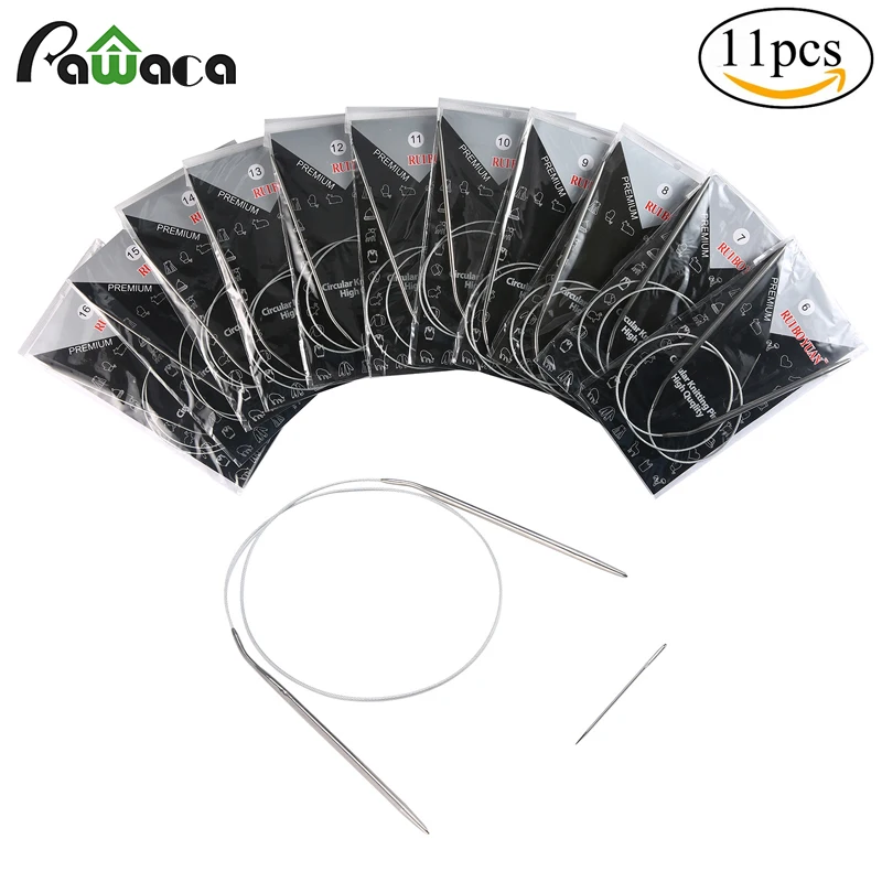 11 Pair Stainless Circular Knitting Needles Circular Knitting Pins Crochet Weaving Pins DIY woolen sweater Needlework Tools 80cm
11 Pair Stainless Circular Knitting Needles Circular Knitting Pins Crochet Weaving Pins DIY woolen sweater Needlework Tools 80cm