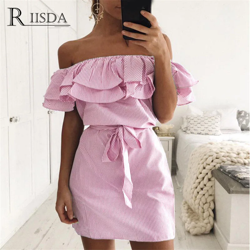 RIISDA Women Striped Dresses Slash Neck Dress Summer Tunic Women's Casual Sundresses Butterfly Sleeve Mini Dresses With Sashes
RIISDA Women Striped Dresses Slash Neck Dress Summer Tunic Women's Casual Sundresses Butterfly Sleeve Mini Dresses With Sashes