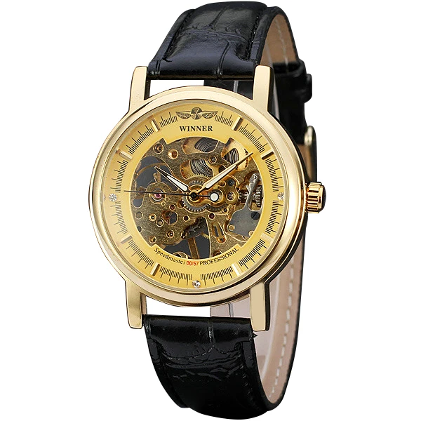 WINNER Brand Luxury Golden Men's Mechanical Watches Hollow Louvre Series Design Dial Luminous Hands Leather Strap Wristwatches
WINNER Brand Luxury Golden Men's Mechanical Watches Hollow Louvre Series Design Dial Luminous Hands Leather Strap Wristwatches