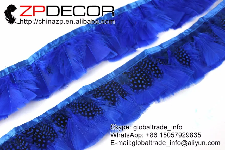 Turkey T-Base Plumage Feather trim with guinea feathers royal Blue Dyed (69)