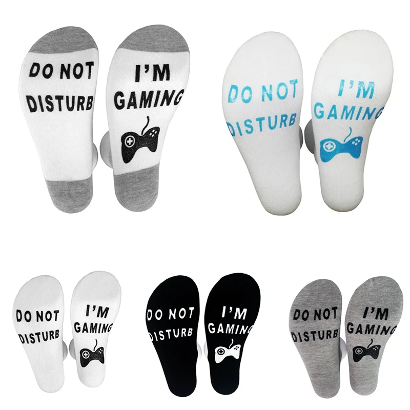 

Funny Unisex Women Men Cotton Socks Do Not Disturb I'm Gaming Novelty Letter Printed Sock Creative Gift for Game Lovers