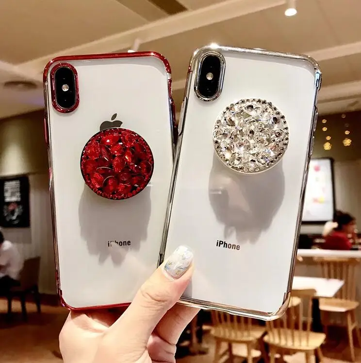 Luxury Capa Rhinestone Crystal Bling Diamond Airbag Bracket Clear Soft Case Cover For iphone 6 6S PLUS 7 8 PLUS X 10 XS MAX XR
Luxury Capa Rhinestone Crystal Bling Diamond Airbag Bracket Clear Soft Case Cover For iphone 6 6S PLUS 7 8 PLUS X 10 XS MAX XR