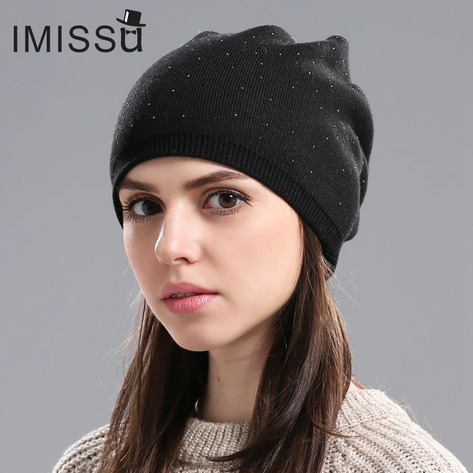 IMISSU Women's Winter Hat Knitted Wool Beanie Female Fashion Skullies with Rhinestones Outdoor Ski Cap Thick Warm Hats for Girls
IMISSU Women's Winter Hat Knitted Wool Beanie Female Fashion Skullies with Rhinestones Outdoor Ski Cap Thick Warm Hats for Girls