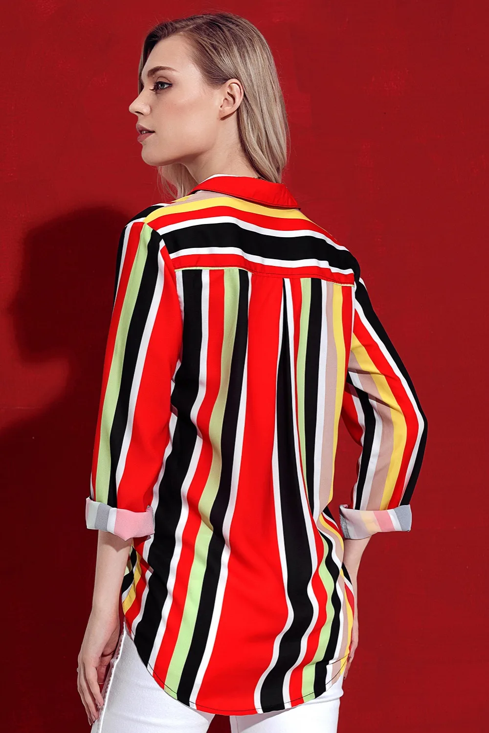 Red-Multicolor-Stripe-Long-Sleeve-Button-Down-Shirt-LC251153-3-4