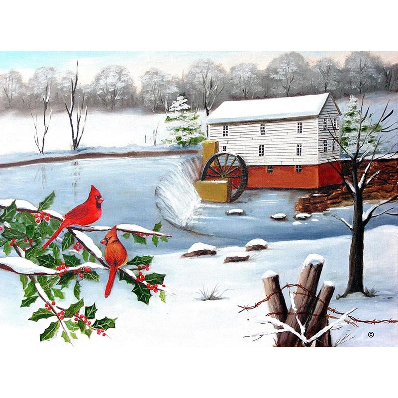 Full square/Round Diamond Painting Cross Stitch snow winter house scenery 3d mosaic kits Embroidery home Decor gift | Дом и сад